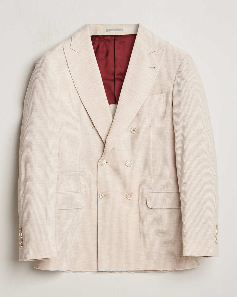 Heren | Blazers | Brunello Cucinelli | Double Breasted Cashmere Corduroy Blazer Sand