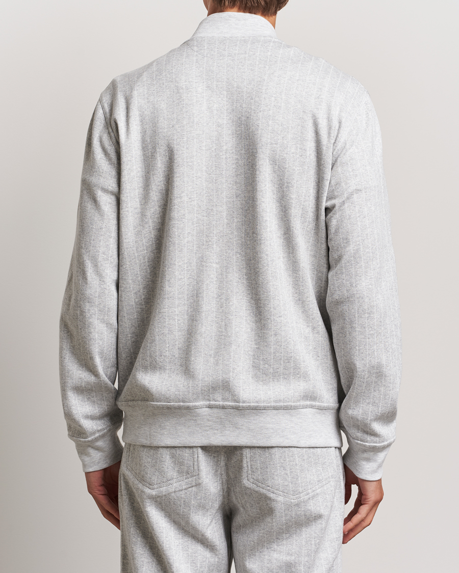 Heren | Truien | Brunello Cucinelli | Soft Pinstripe Full Zip Sweater Pearl Grey