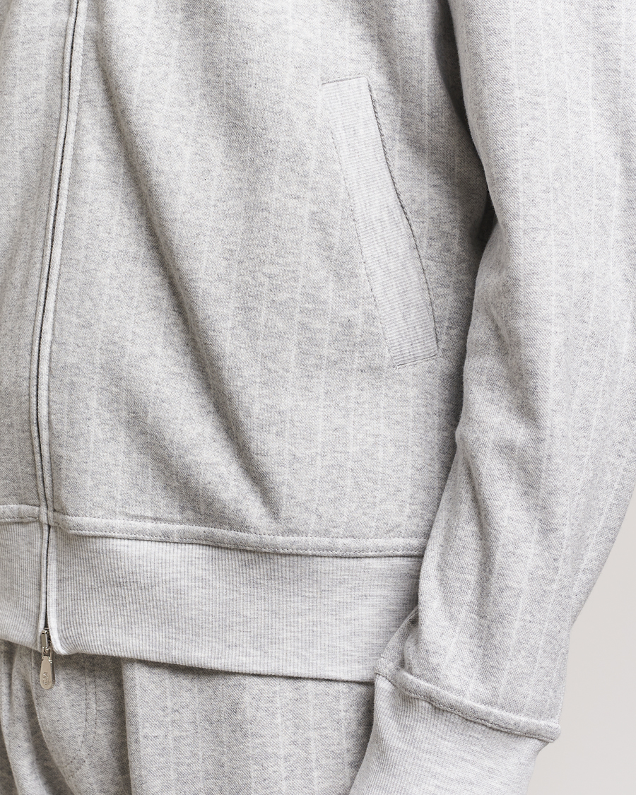 Heren | Truien | Brunello Cucinelli | Soft Pinstripe Full Zip Sweater Pearl Grey