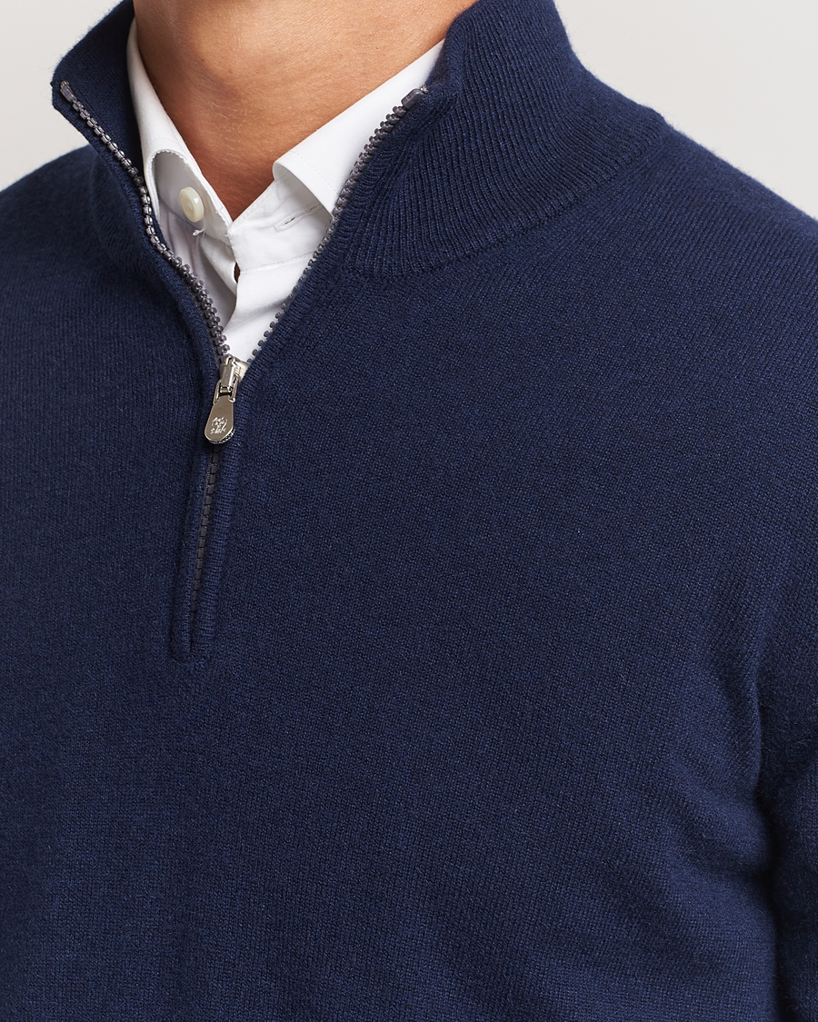 Heren | Truien | Brunello Cucinelli | 2 Ply Cashmere Half Zip Navy