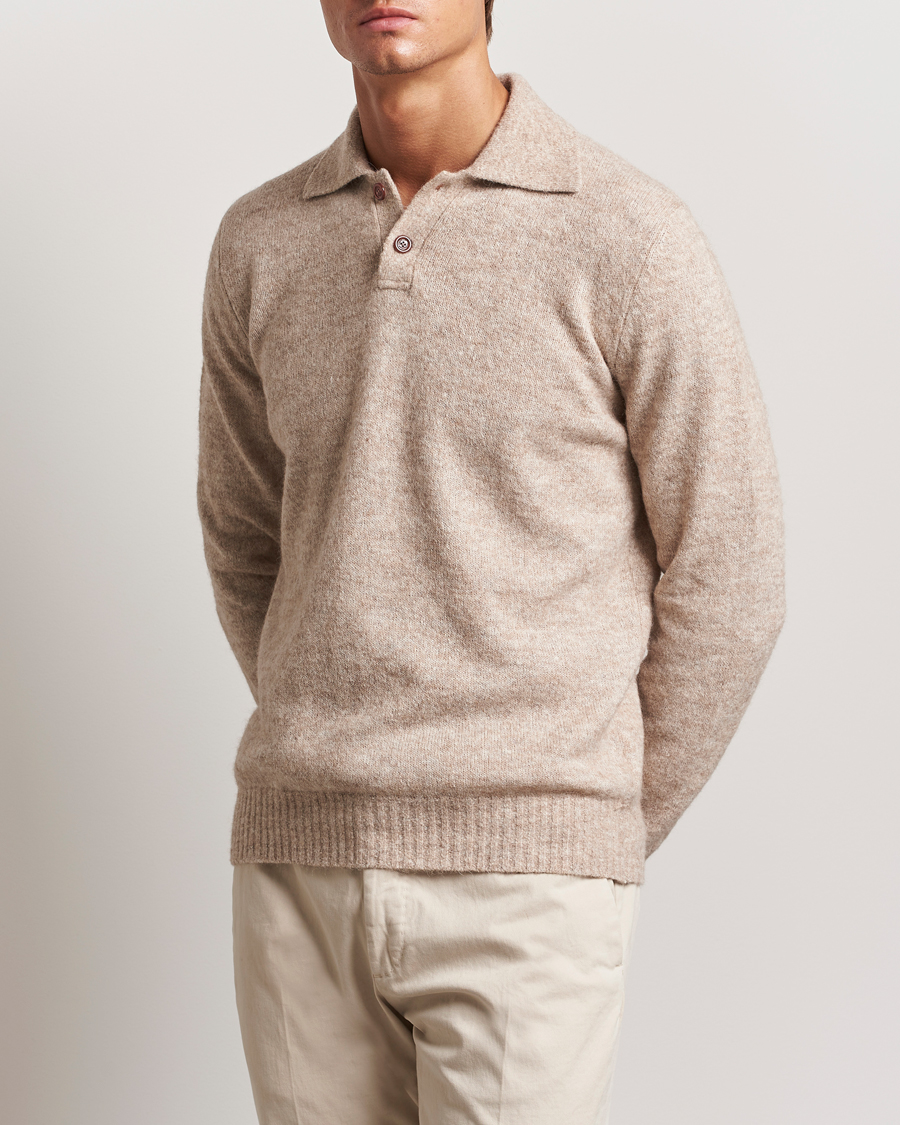 Heren | Truien | Brunello Cucinelli | Alpaca Wool Long Sleeve Polo Light Beige
