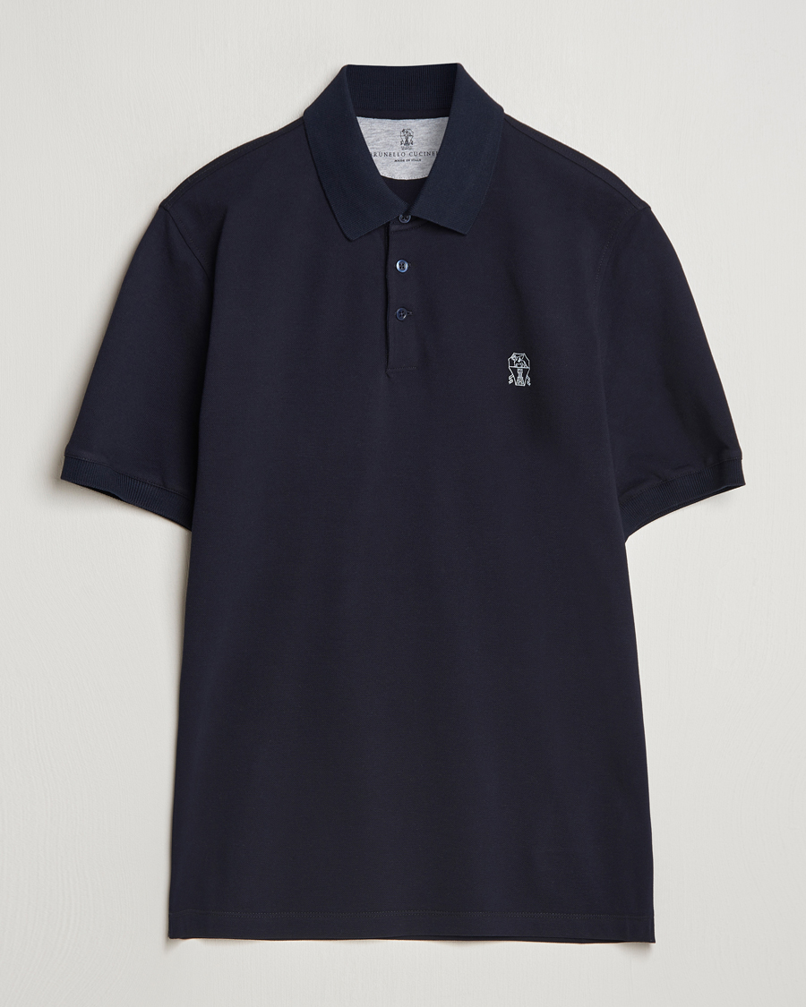 Heren | Polo's | Brunello Cucinelli | Short Sleeve Logo Polo Navy