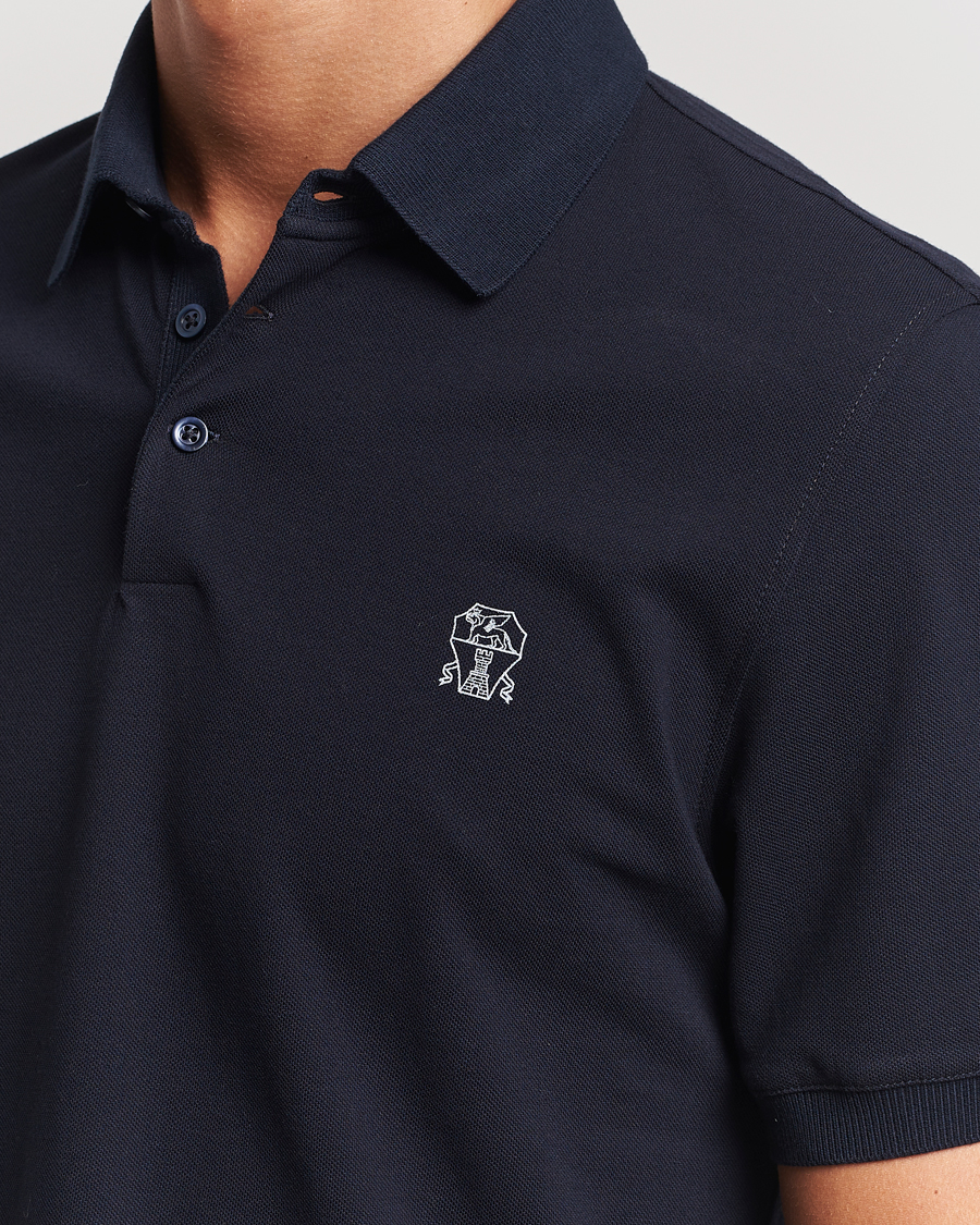 Heren | Polo's | Brunello Cucinelli | Short Sleeve Logo Polo Navy