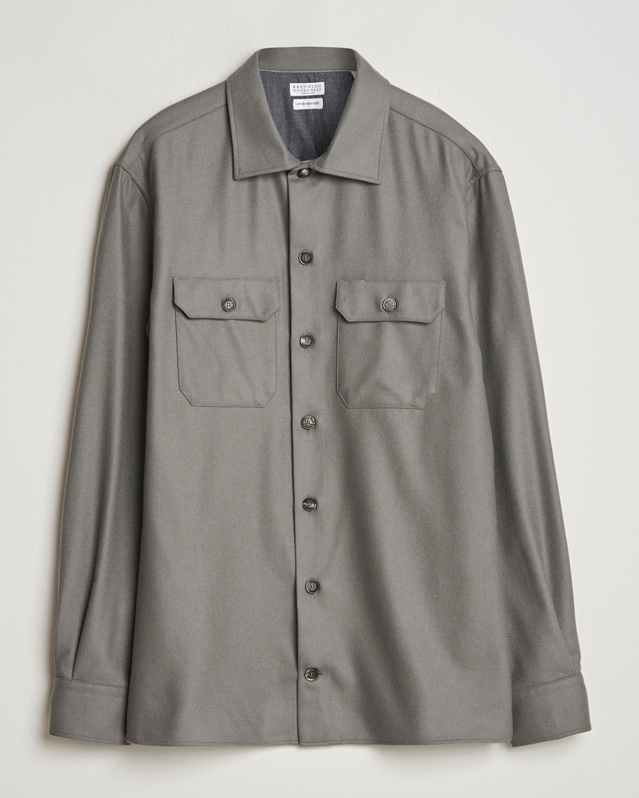 Heren | Overhemden | Brunello Cucinelli | Double Pocket Overshirt Olive