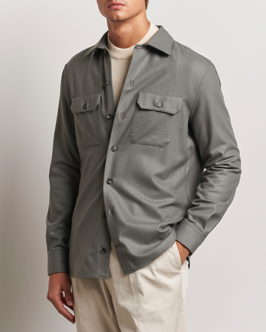 Heren | Overhemden | Brunello Cucinelli | Double Pocket Overshirt Olive