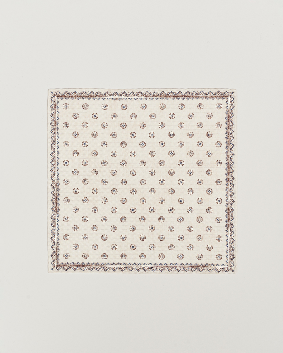 Heren | Brunello Cucinelli Printed Silk Pocket Square Ivory | Brunello Cucinelli | Printed Silk Pocket Square Ivory