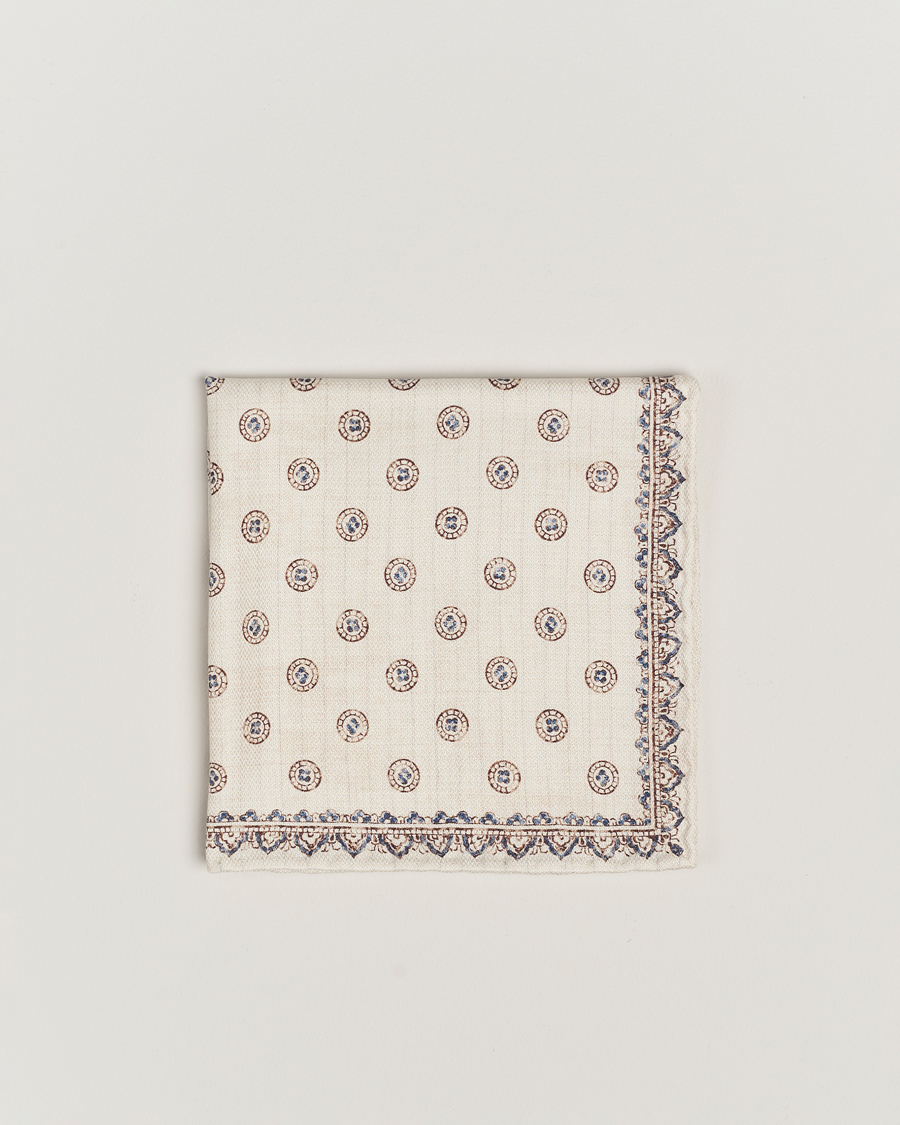Heren | Brunello Cucinelli Printed Silk Pocket Square Ivory | Brunello Cucinelli | Printed Silk Pocket Square Ivory