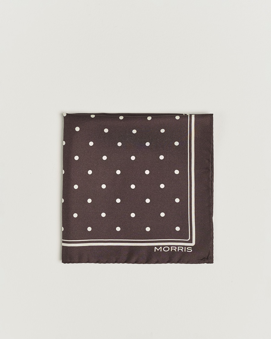 Heren | Pochets | Morris | Dot Pocket Square Brown