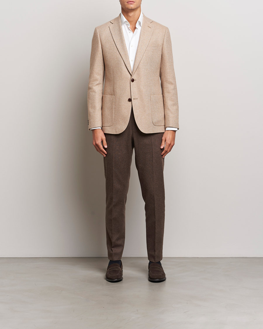 Heren | Blazers | Morris | Tweed Herringbone Blazer Brown