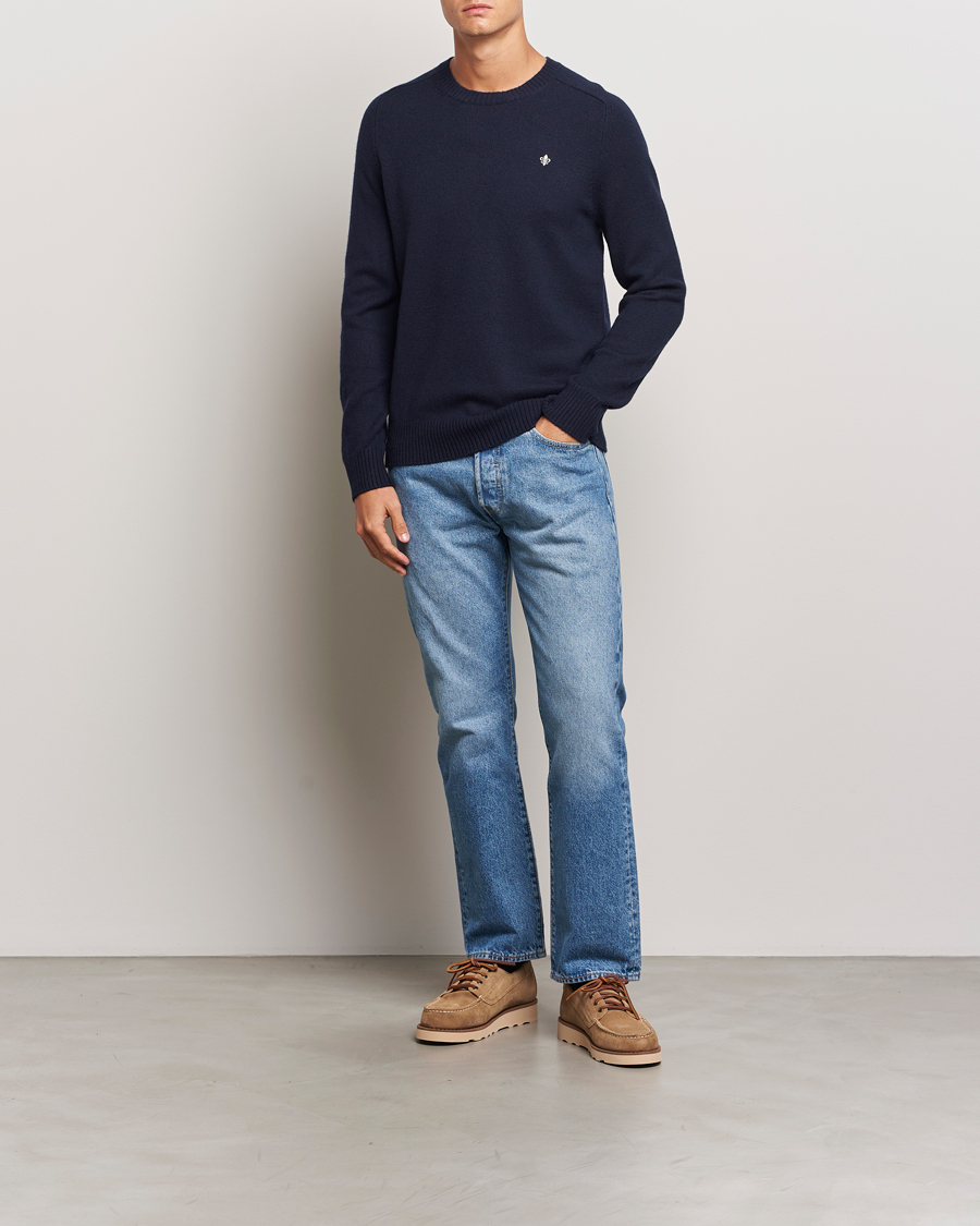 Heren | Truien | Morris | Hertford Merino Crew Neck Navy