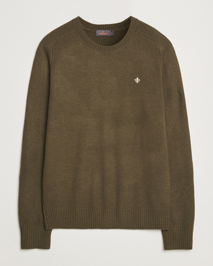 Heren | Truien | Morris | Hertford Merino Crew Neck Olive