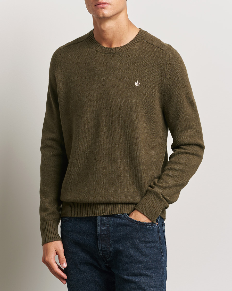 Heren | Truien | Morris | Hertford Merino Crew Neck Olive