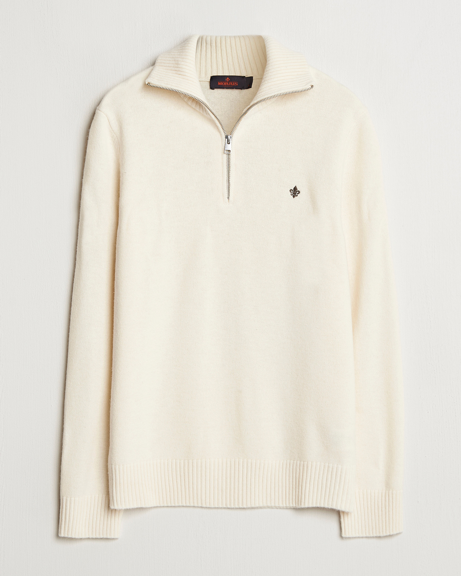 Heren | Truien | Morris | Hertford Merino Half Zip Off White