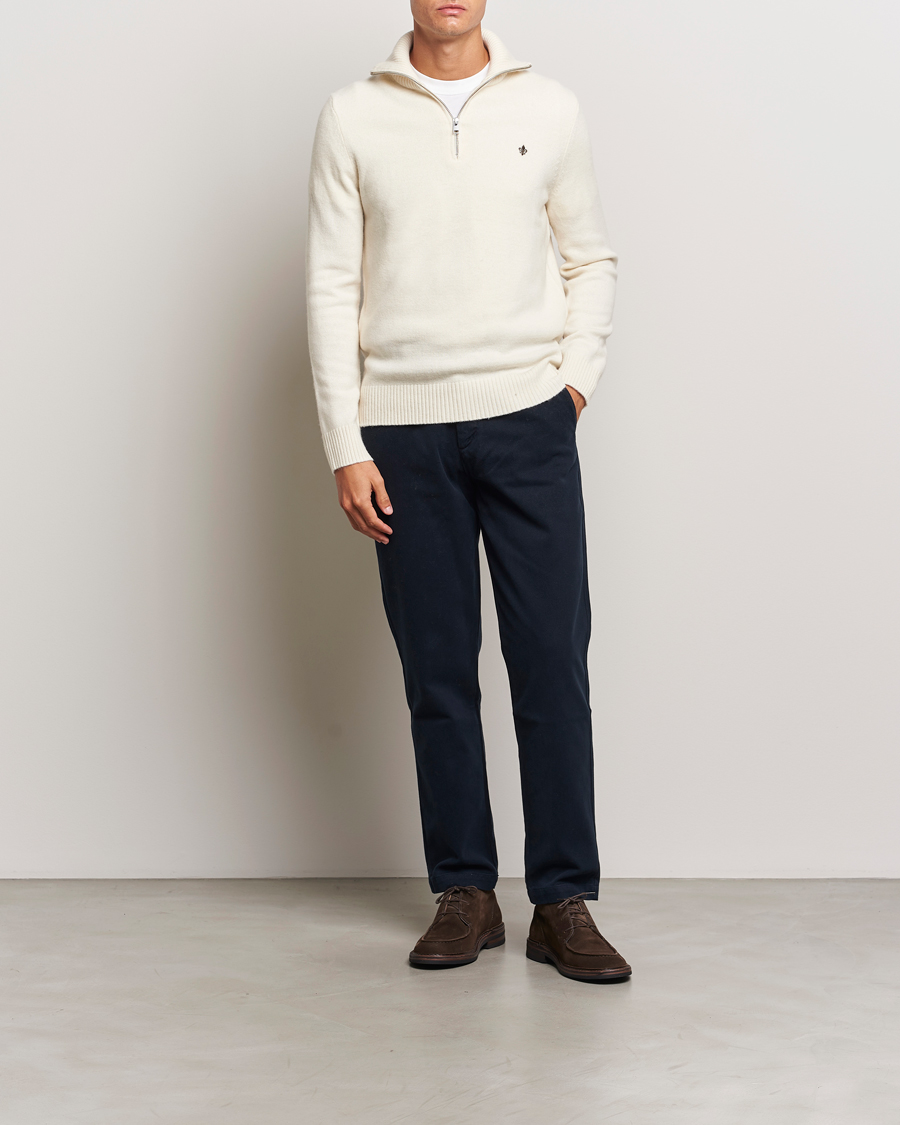 Heren | Truien | Morris | Hertford Merino Half Zip Off White