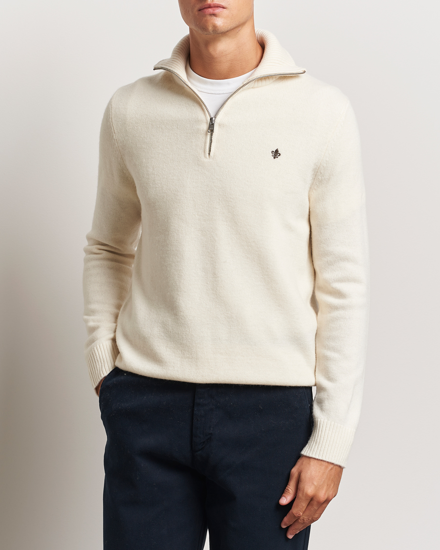 Heren | Truien | Morris | Hertford Merino Half Zip Off White