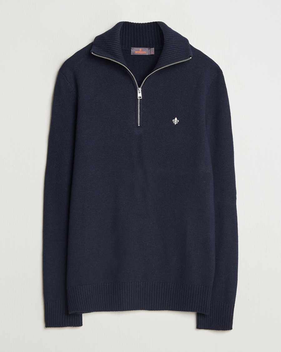 Heren | Truien | Morris | Hertford Merino Half Zip Navy
