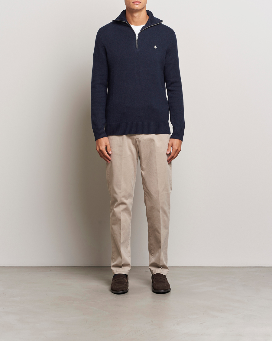 Heren | Truien | Morris | Hertford Merino Half Zip Navy