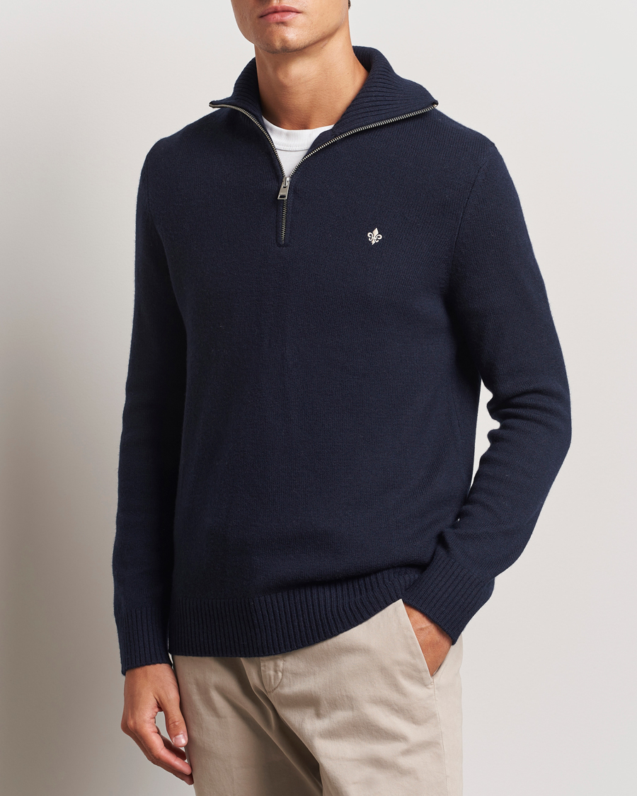 Heren | Truien | Morris | Hertford Merino Half Zip Navy