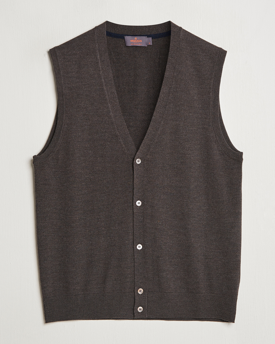 Heren | Truien | Morris | Merino Slipover Vest Brown