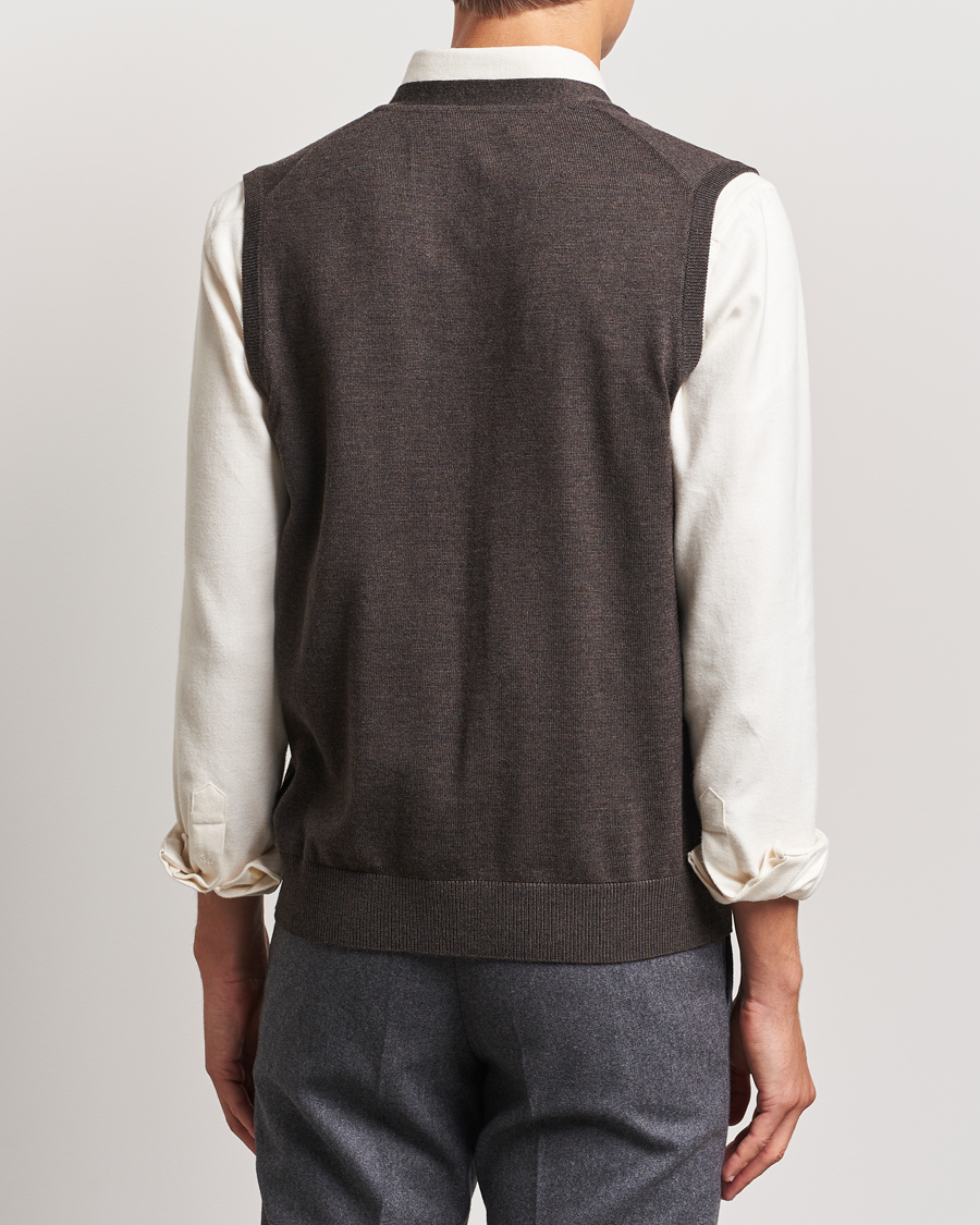 Heren | Truien | Morris | Merino Slipover Vest Brown