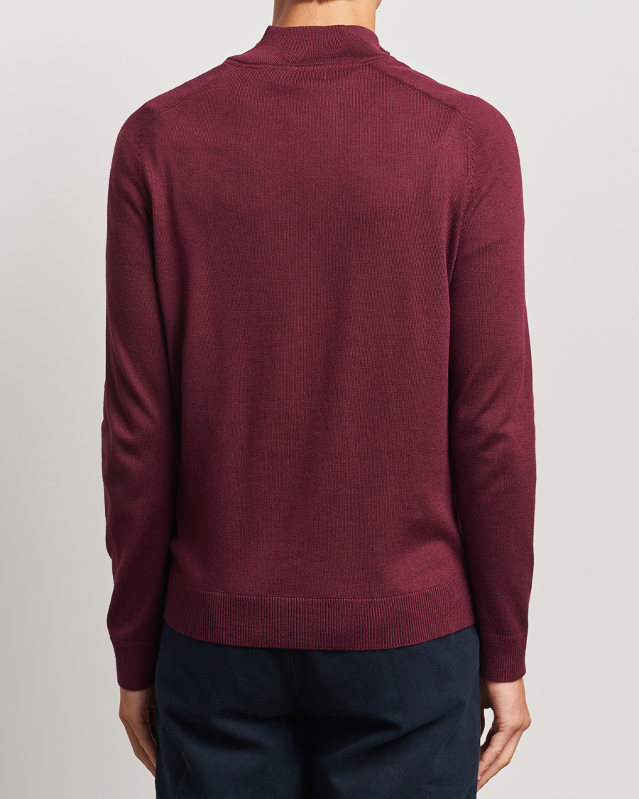 Heren | Truien | Morris | John Merino Half Zip Wine Red