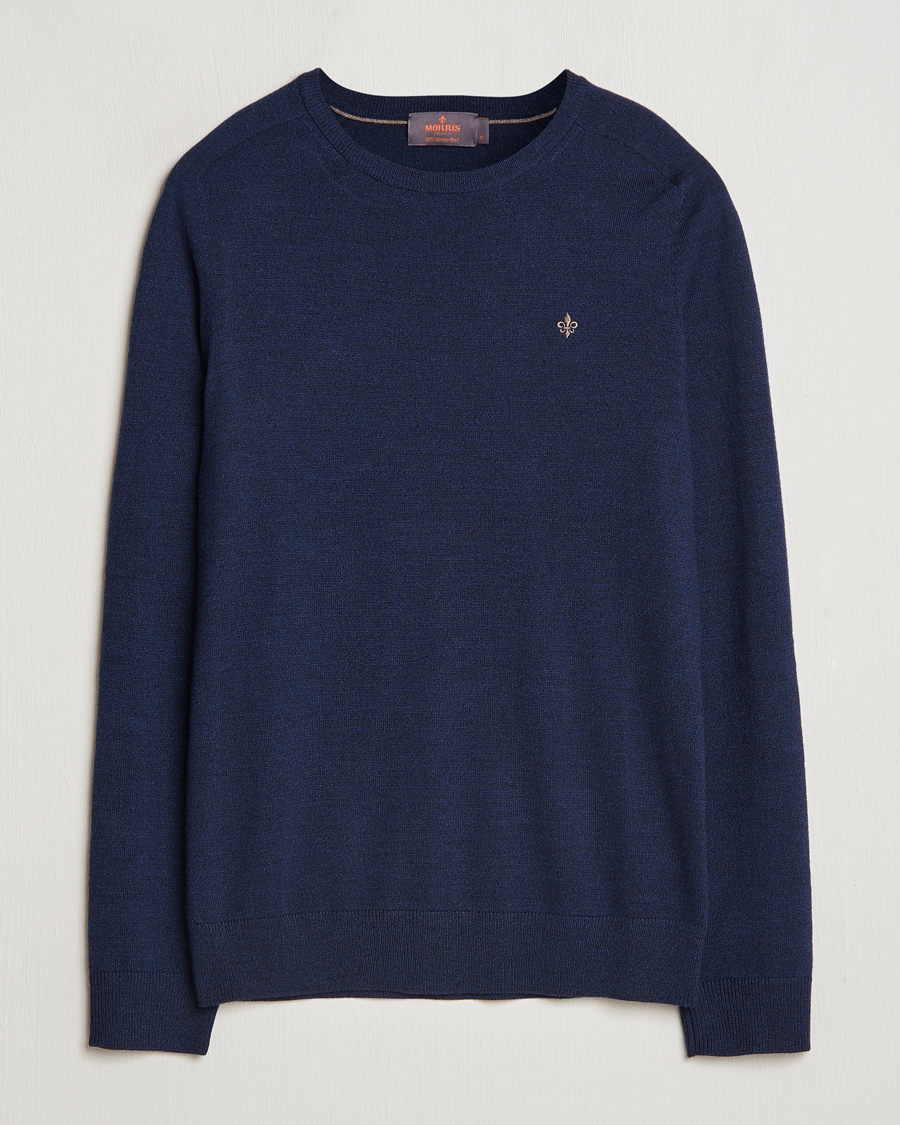 Heren | Truien | Morris | Merino O-neck Blue