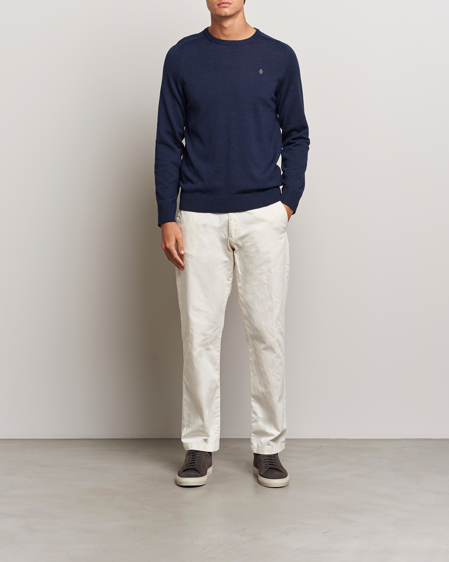 Heren | Truien | Morris | Merino O-neck Blue