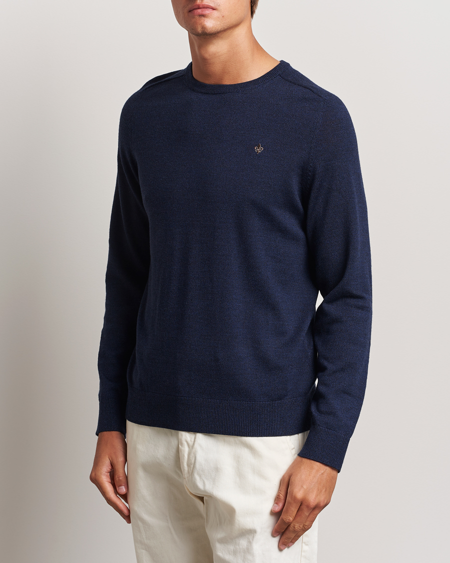 Heren | Truien | Morris | Merino O-neck Blue