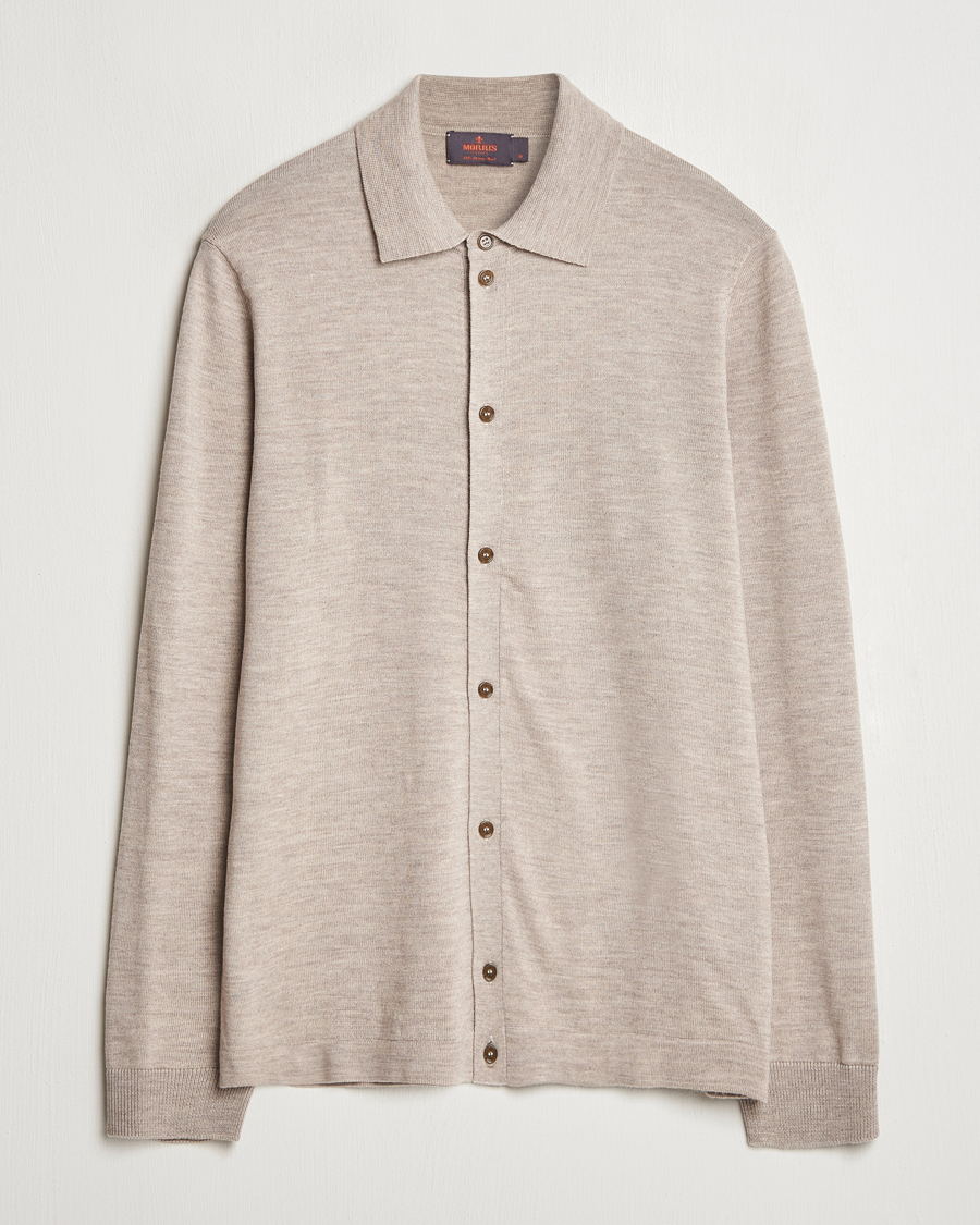 Heren | Truien | Morris | Merino Knitted Shirt Khaki
