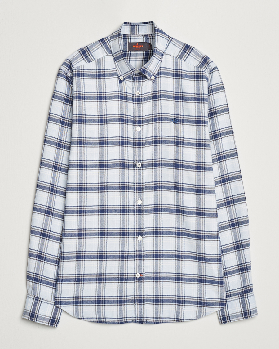 Heren | Overhemden | Morris | Soft Check Flannel Shirt Blue