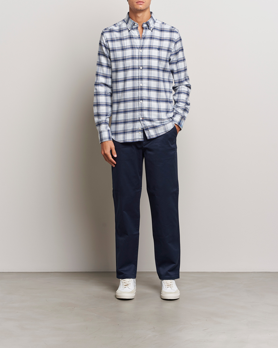 Heren | Overhemden | Morris | Soft Check Flannel Shirt Blue