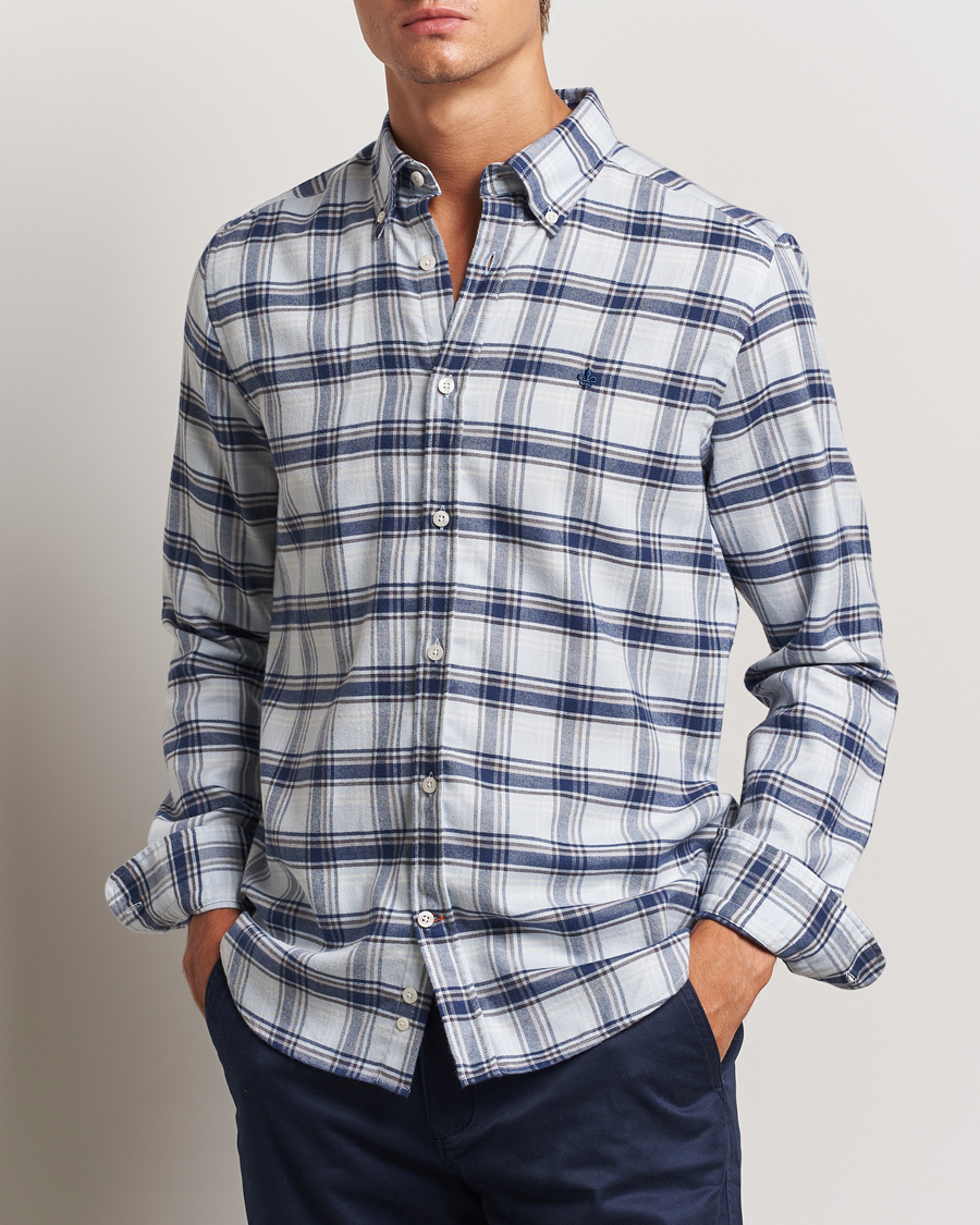 Heren | Overhemden | Morris | Soft Check Flannel Shirt Blue