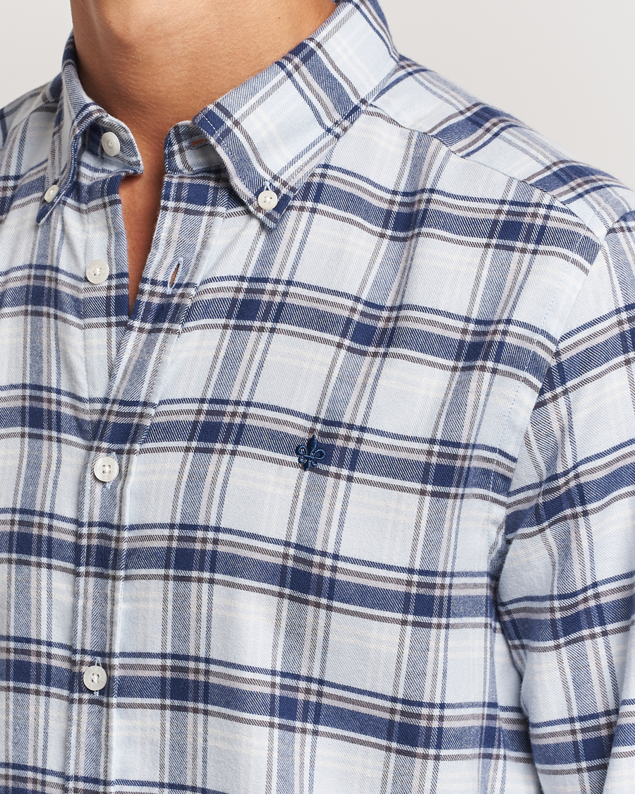 Heren | Overhemden | Morris | Soft Check Flannel Shirt Blue
