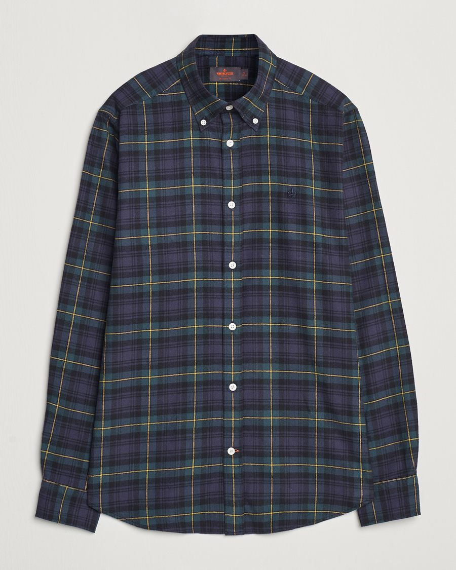 Heren | Overhemden | Morris | Flannel Tartan Shirt Navy
