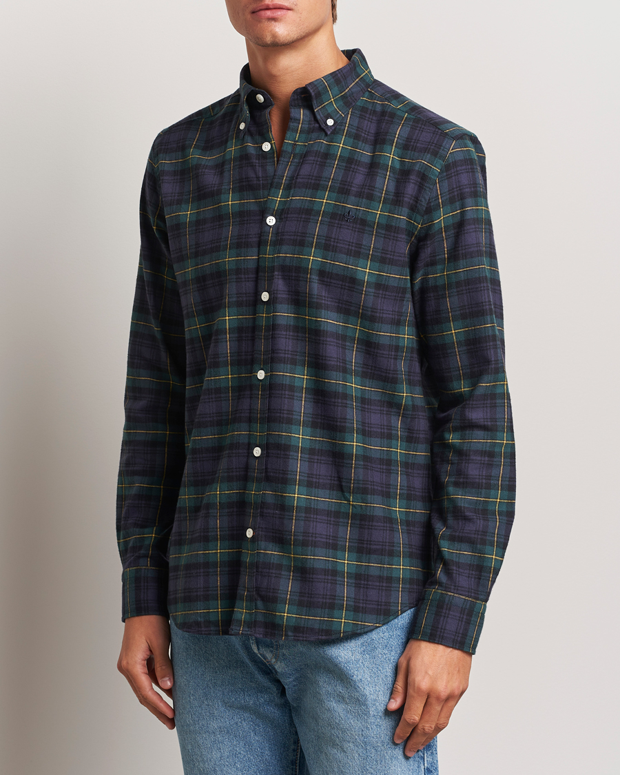 Heren | Overhemden | Morris | Flannel Tartan Shirt Navy