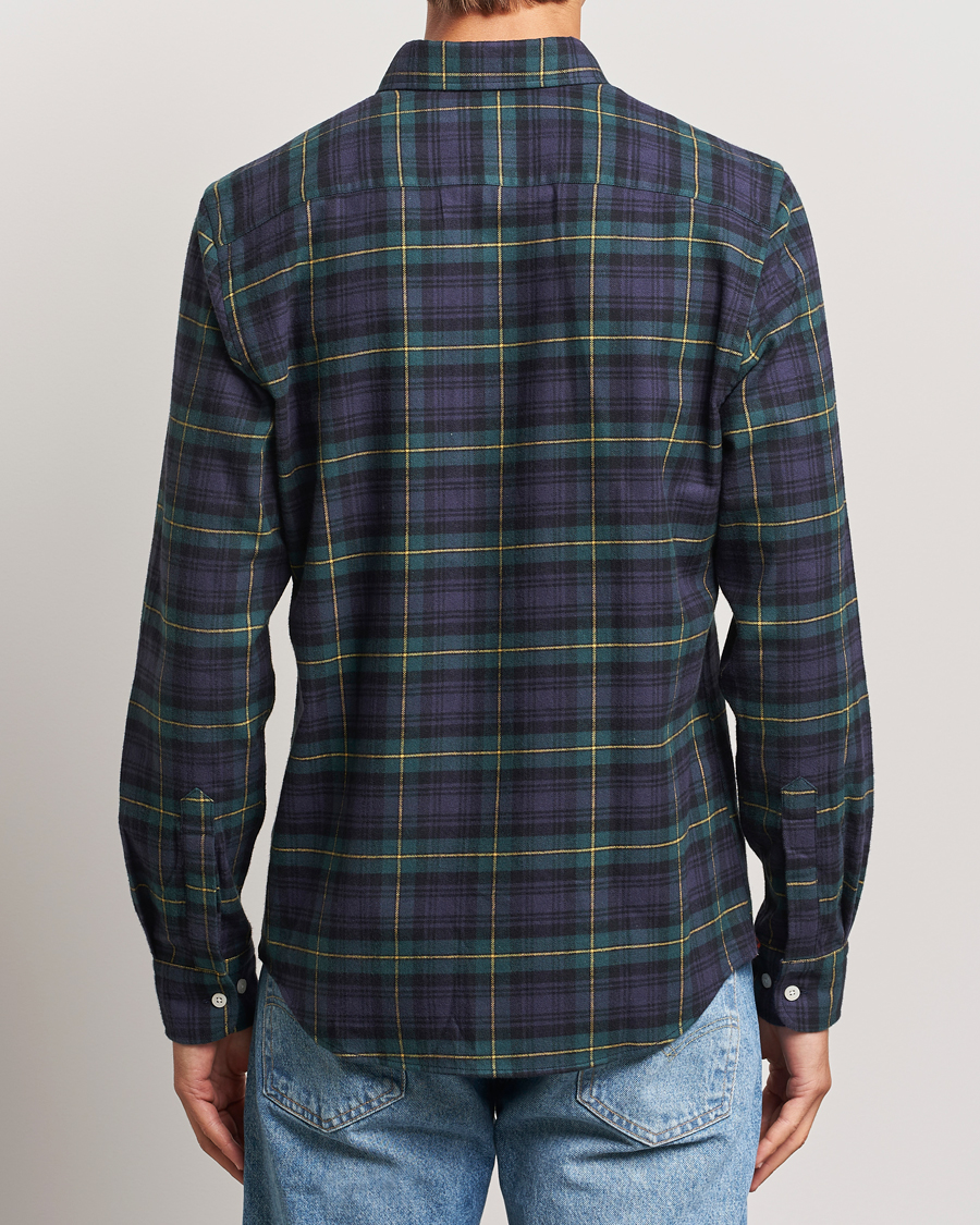 Heren | Overhemden | Morris | Flannel Tartan Shirt Navy