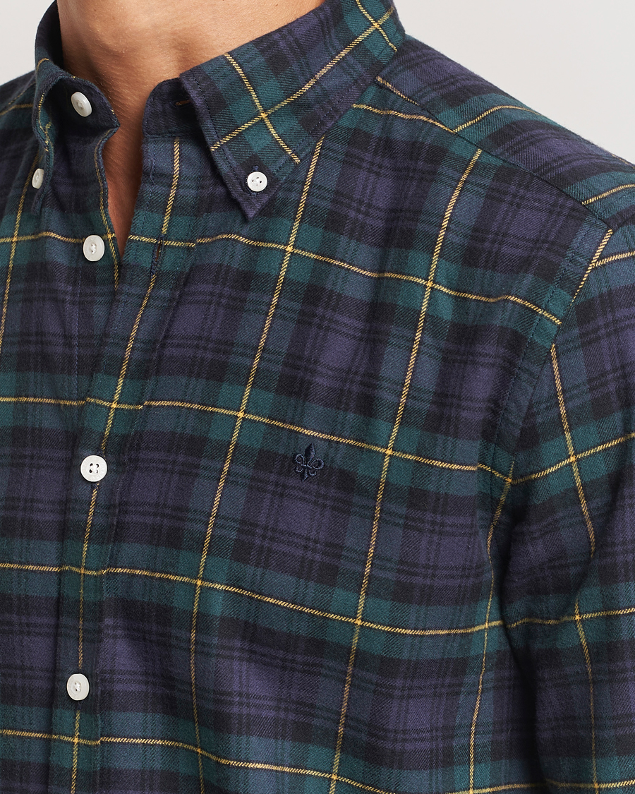 Heren | Overhemden | Morris | Flannel Tartan Shirt Navy