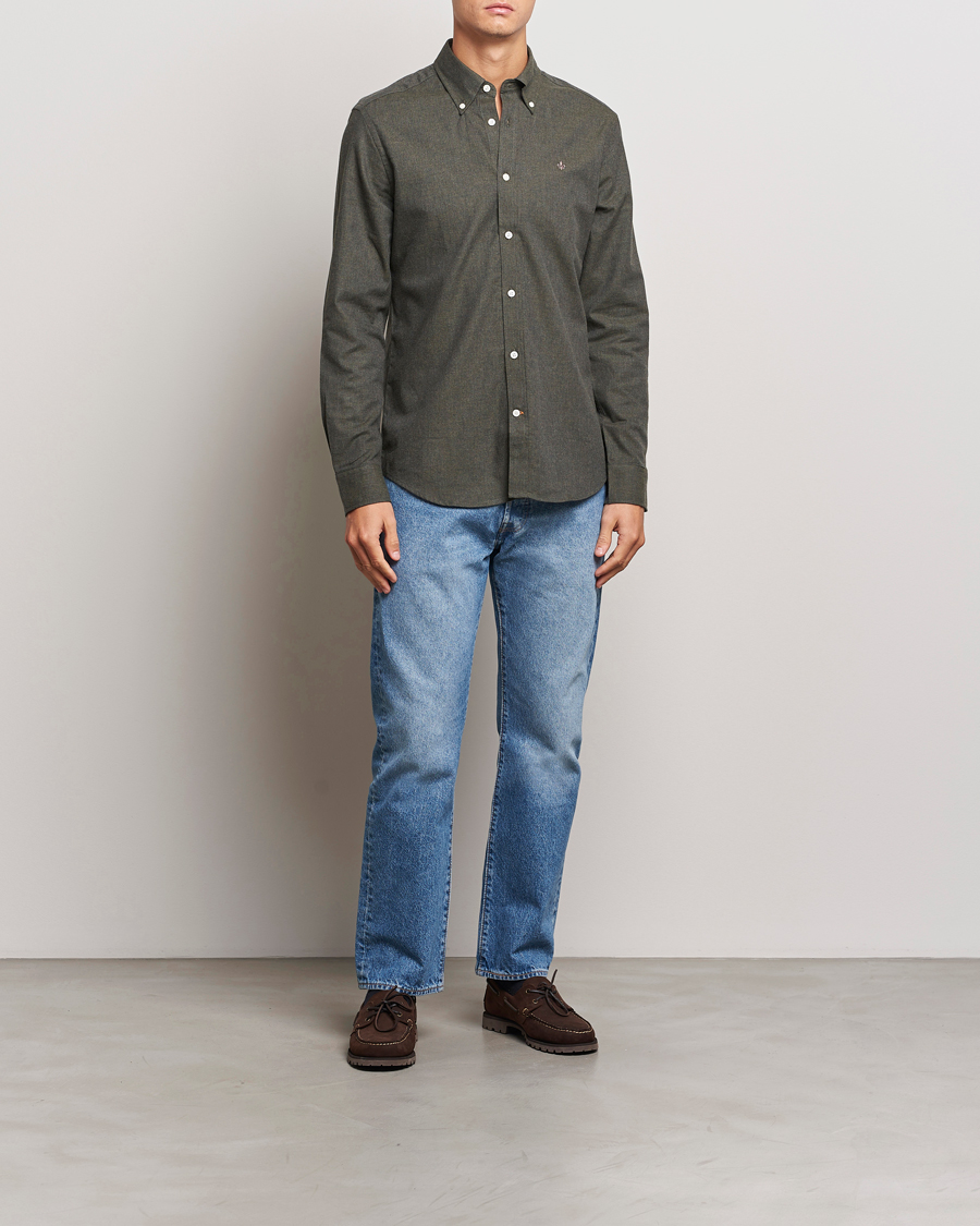 Heren | Overhemden | Morris | Watts Flannel Shirt Olive