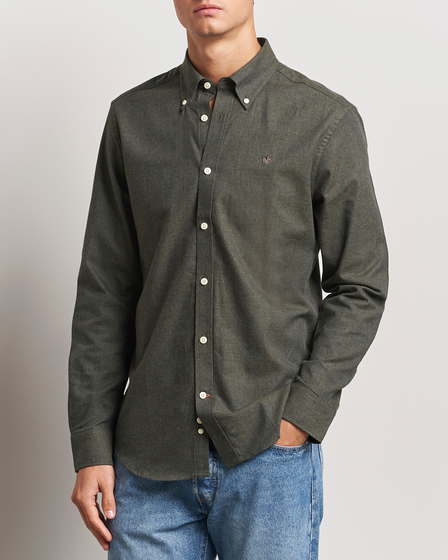 Heren | Overhemden | Morris | Watts Flannel Shirt Olive