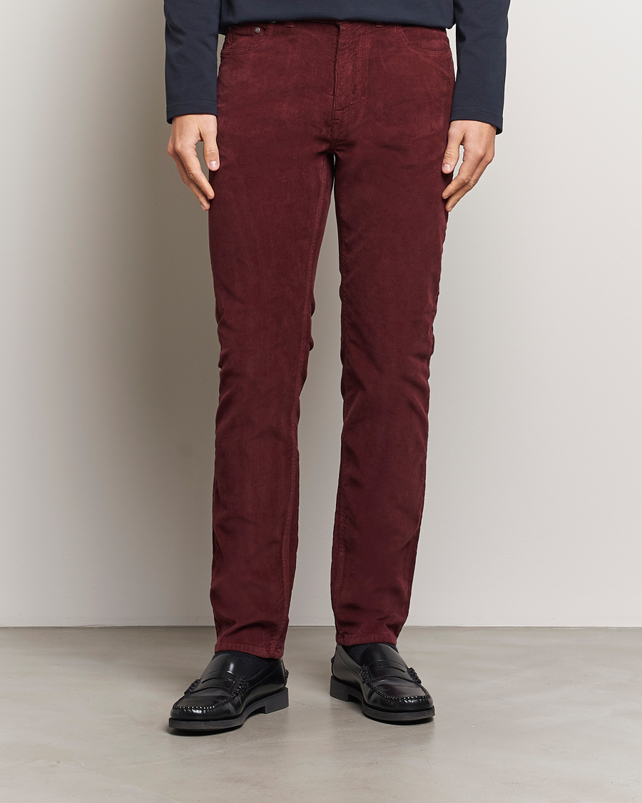 Heren | Broeken | Morris | James Corduroy 5-Pocket Pant Wine Red