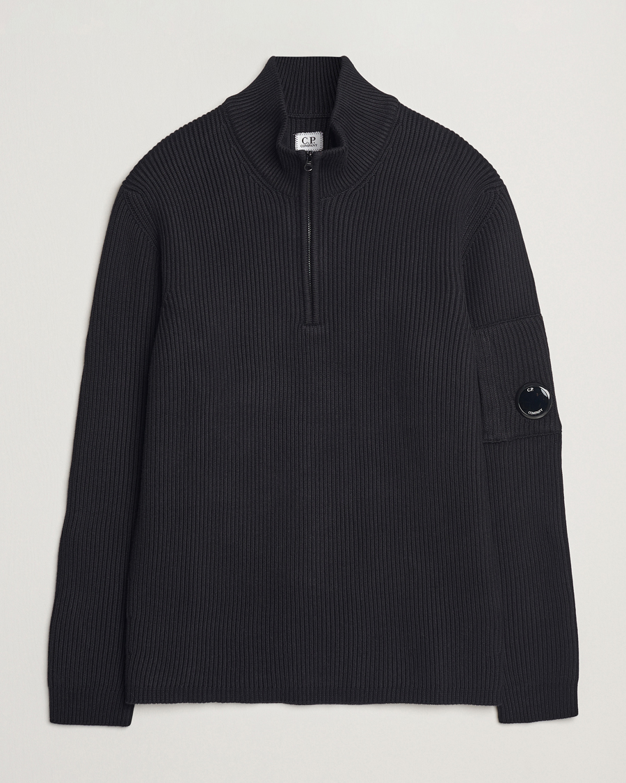 Heren | Truien | C.P. Company | Full Rib Knitted Cotton Half Zip Black