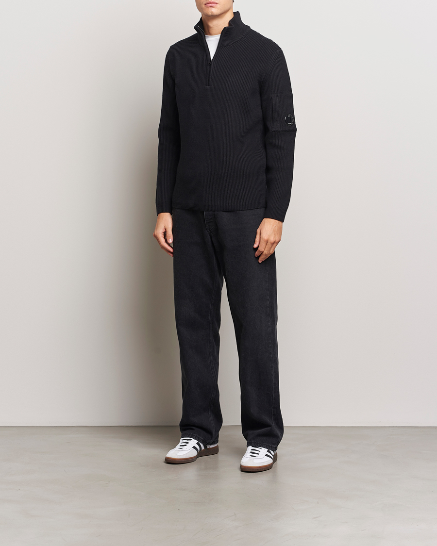 Heren | Truien | C.P. Company | Full Rib Knitted Cotton Half Zip Black