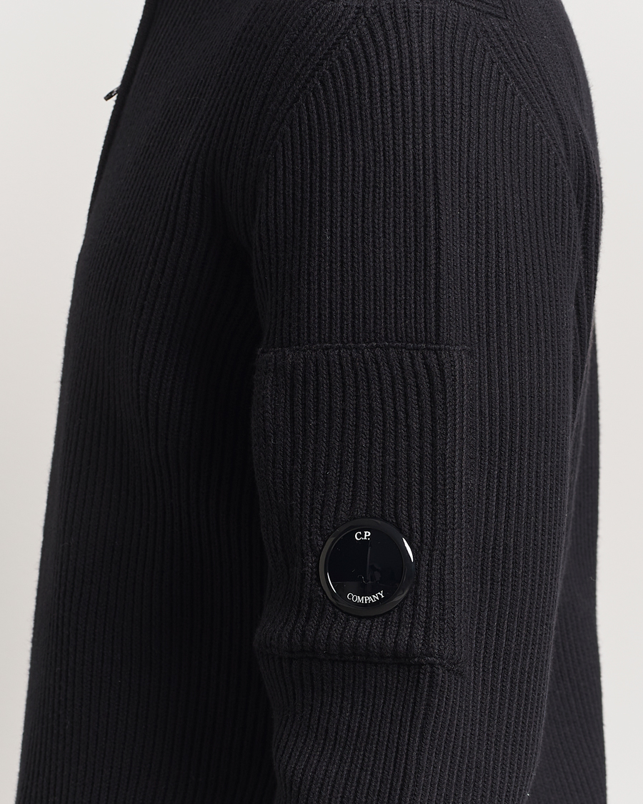 Heren | Truien | C.P. Company | Full Rib Knitted Cotton Half Zip Black