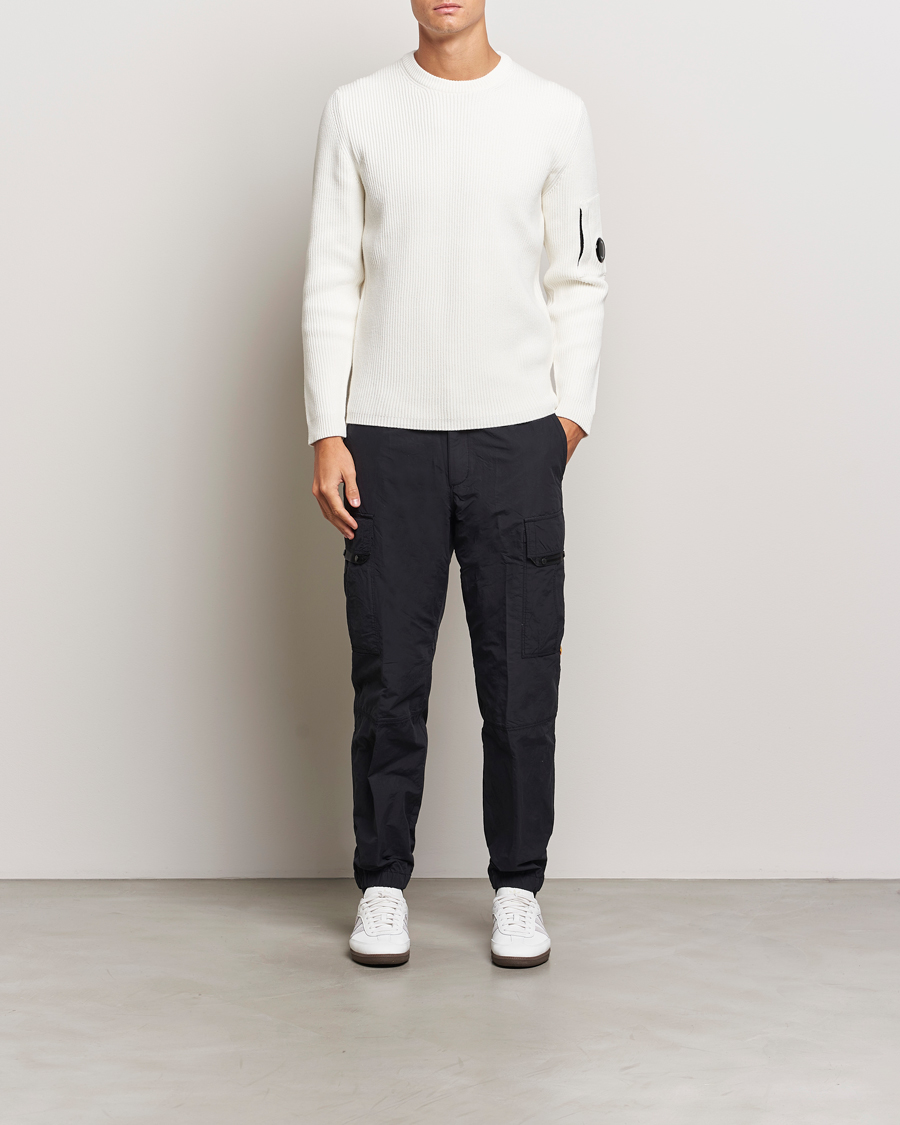 Heren | Truien | C.P. Company | Full Rib Knitted Cotton Crew Neck Off White