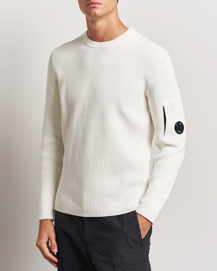 Heren | Truien | C.P. Company | Full Rib Knitted Cotton Crew Neck Off White