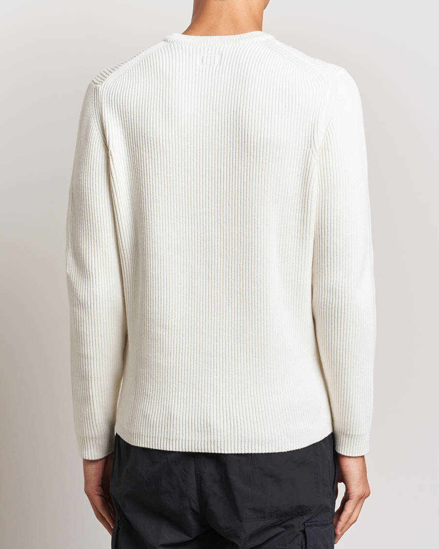 Heren | Truien | C.P. Company | Full Rib Knitted Cotton Crew Neck Off White