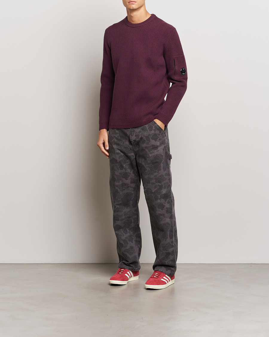 Heren | Truien | C.P. Company | Full Rib Knitted Cotton Crew Neck Burgundy