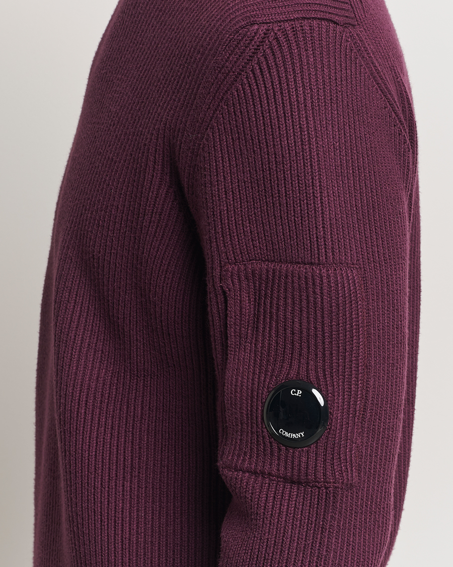 Heren | Truien | C.P. Company | Full Rib Knitted Cotton Crew Neck Burgundy