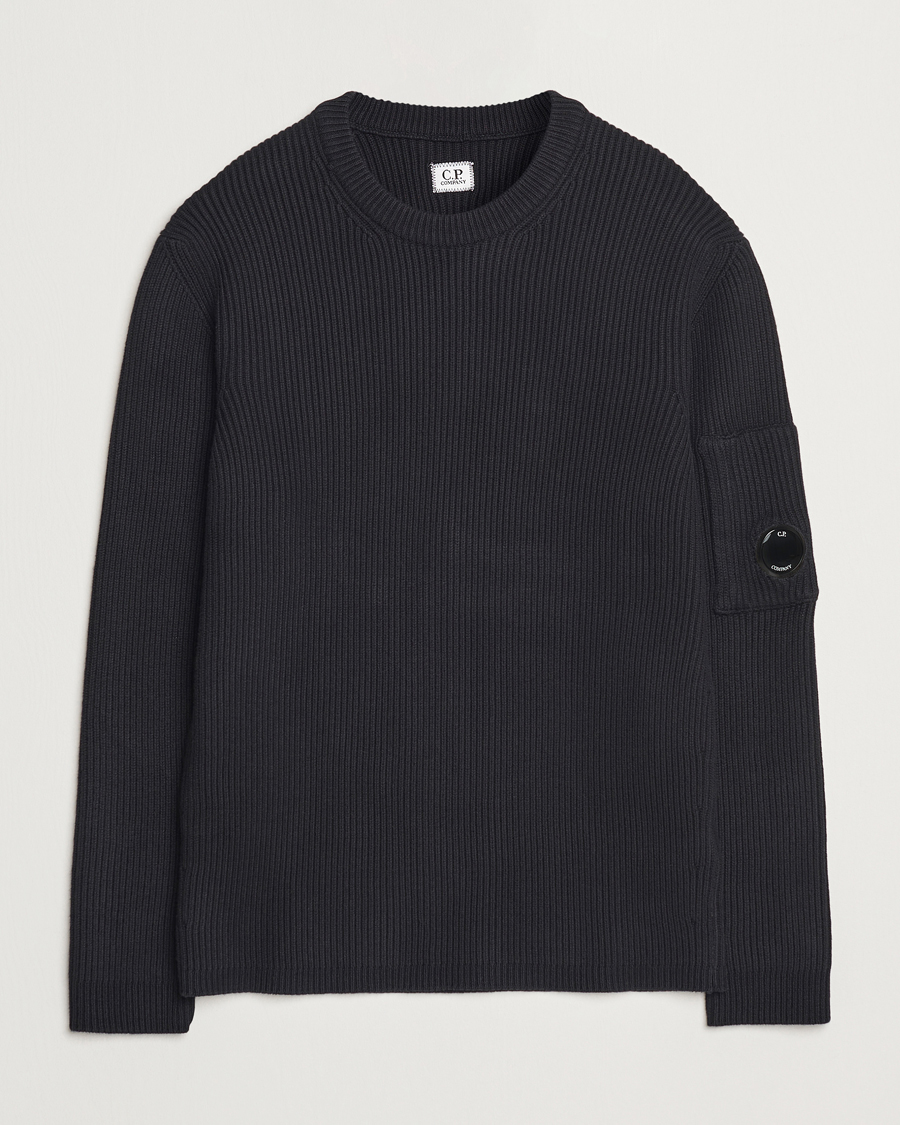 Heren | Truien | C.P. Company | Full Rib Knitted Cotton Crew Neck Black