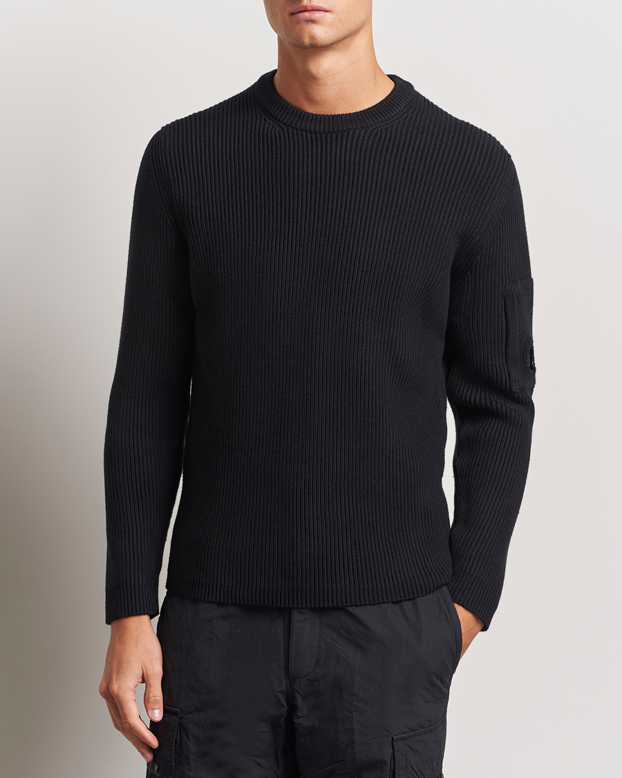 Heren | Truien | C.P. Company | Full Rib Knitted Cotton Crew Neck Black